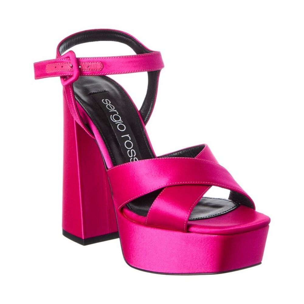 Sergio Rossi Alicia 90 Satin Platform Pump, Pink